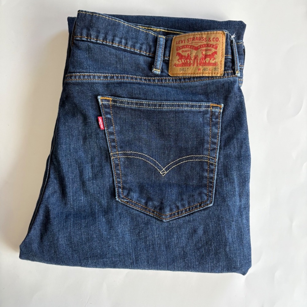 Levi's Mens 40x32 541 Athletic Stretch Jeans Dark Wash Cotton Elastane Straight